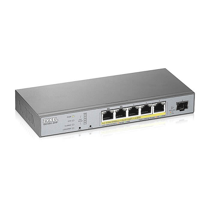 ZyXEL GS1350-6HP, 6 Port managed CCTV PoE switch, long range, 60W, 802.3BT (тъмнейл - 4)