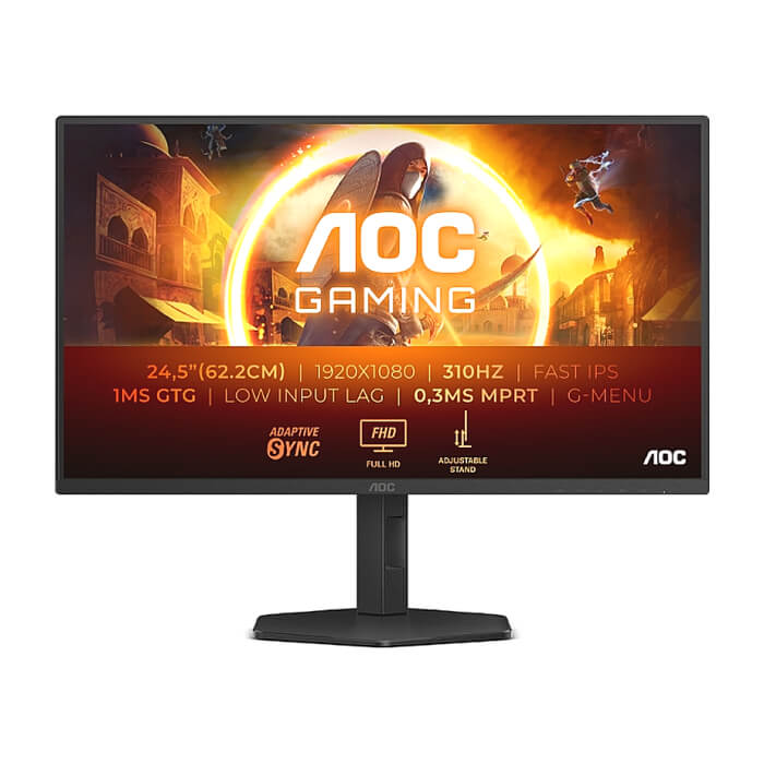 AOC 25G4SXU, 24.5" Fast IPS WLED, 1920x1080@300Hz/310Hz, 1ms GtG, 0.3ms MPRT, 1000:1, 80M:1 DCR, Adaptive Sync, FlickerFree, Low Blue Light, Tilt, Height Adjust, Pivot, Swivel, 2xHDMI, DP, USB hub ID 88630 на супер цена