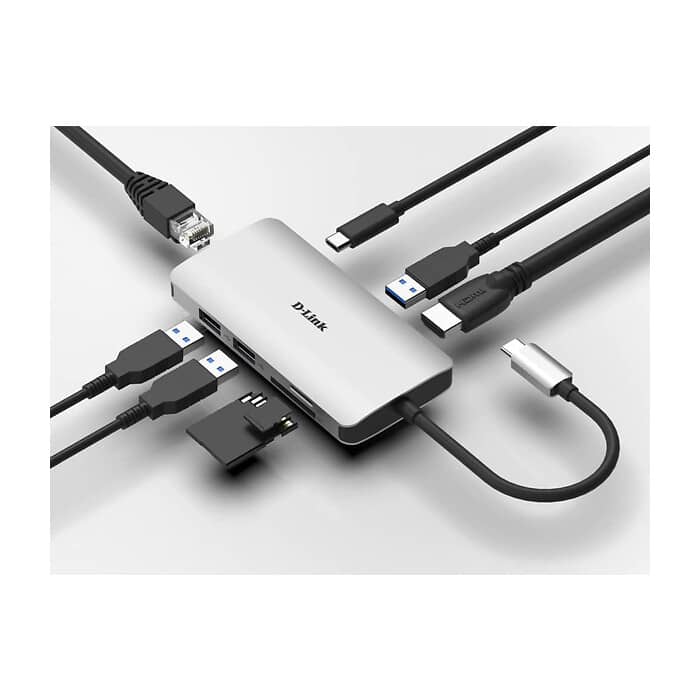 D-Link 8-in-1 USB-C Hub with HDMI/Ethernet/Card Reader/Power Delivery (тъмнейл - 3)