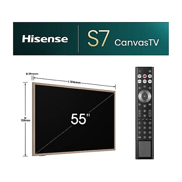 Hisense CanvasTV, 55",QLED 4K Ultra HD 3840x2160, 144hz, 4000:1, 400 nits, 16:9,VIDAA Smart OS,DTS Virtual X,HDR,HDR 10+,Dolby vision IQ, 4 xHDMI,DVB-T2/T/C/S2/S, Black ID 85751 (тъмнейл - 2)