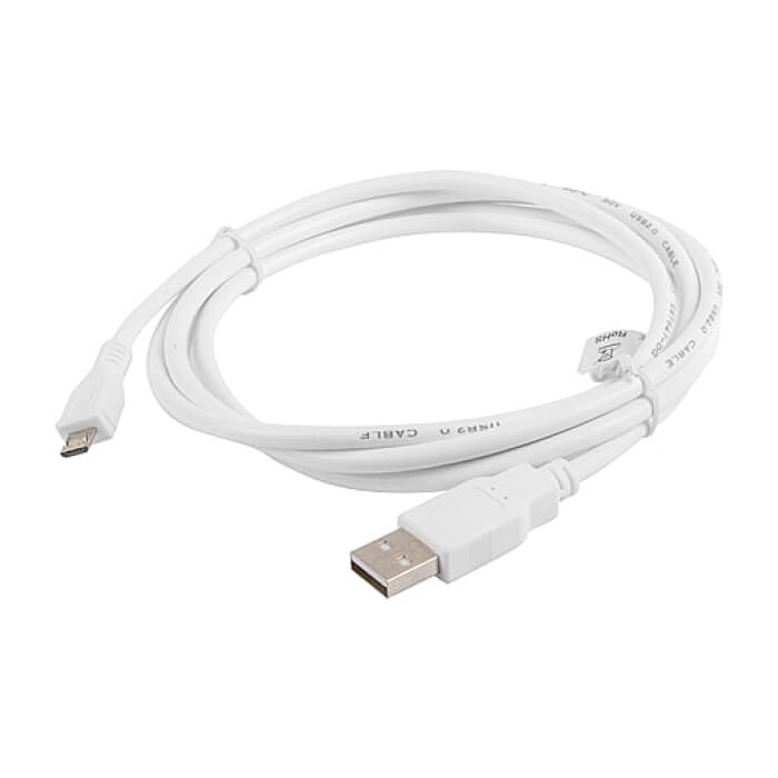 Кабел - Lanberg USB MICRO-B (M) -> USB-A (M) 2.0 cable, 1.8m, white ID 72636