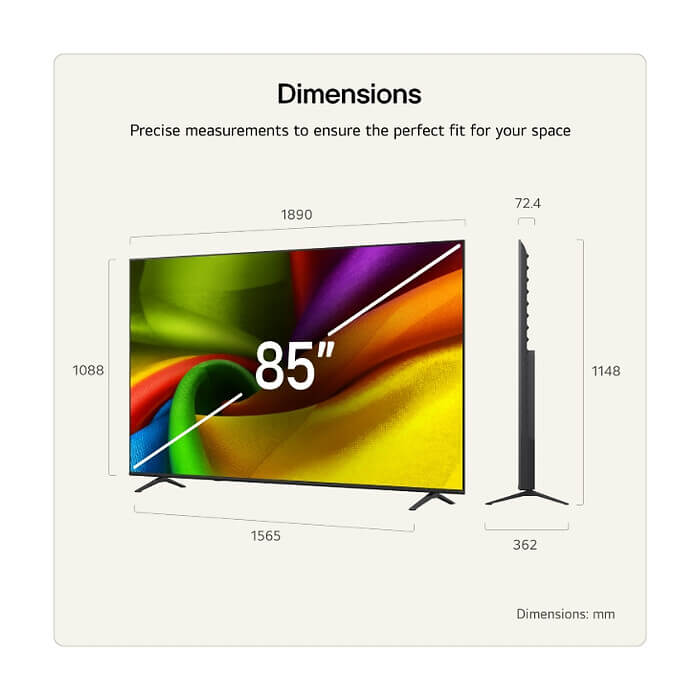 LG 85NU850B3LA, 85" 4K Ultra HD Smart TV, 3840x2160, DVB-T2/C/S2, Alpha 7 AI Processor, HDR10 / HLG, webOS 26 ThinQ, VRR / ALLM / HGiG, 4K Super Upscaling, WiFi 5, Voice Contr ID 99071 (тъмнейл - 2)