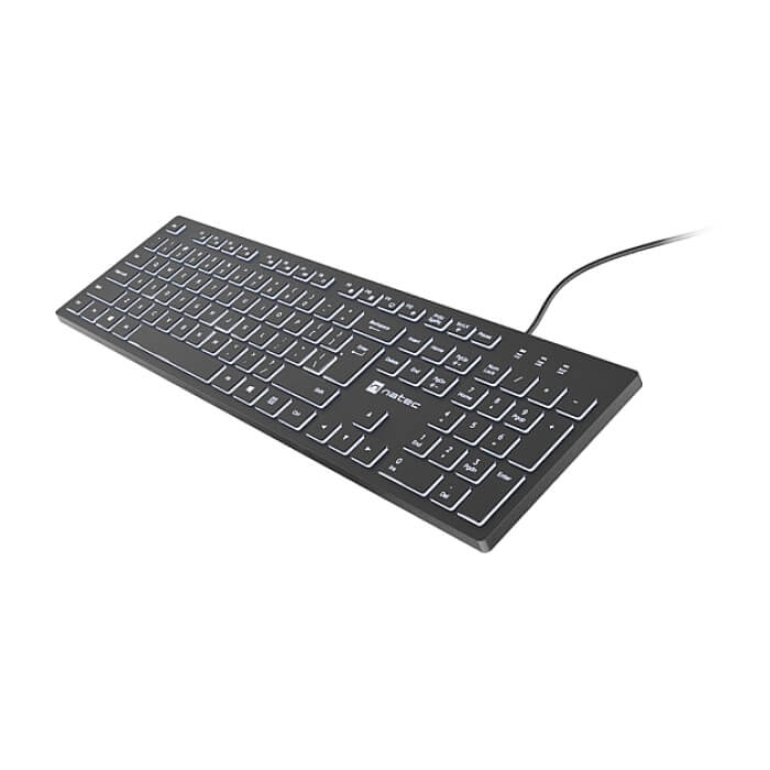 Natec Keyboard Herring Glow US, White Backlight (тъмнейл - 2)