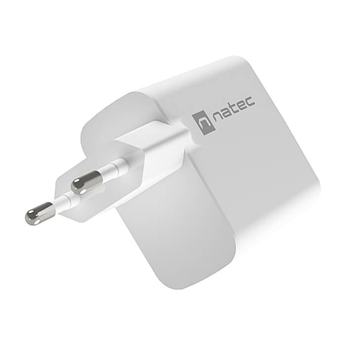Natec USB Charger Ribera Gan 1X USB-A + 1X USB-C 65W, White (тъмнейл - 3)