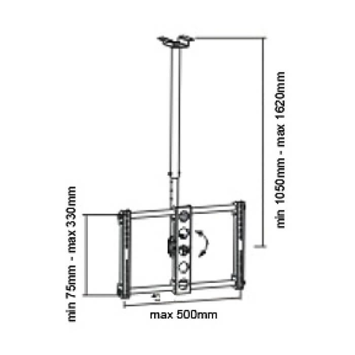 Sunne Ceiling TV Bracket, 26"-47", Tilt 15°, VESA400x400 ID 66656 (тъмнейл - 2)