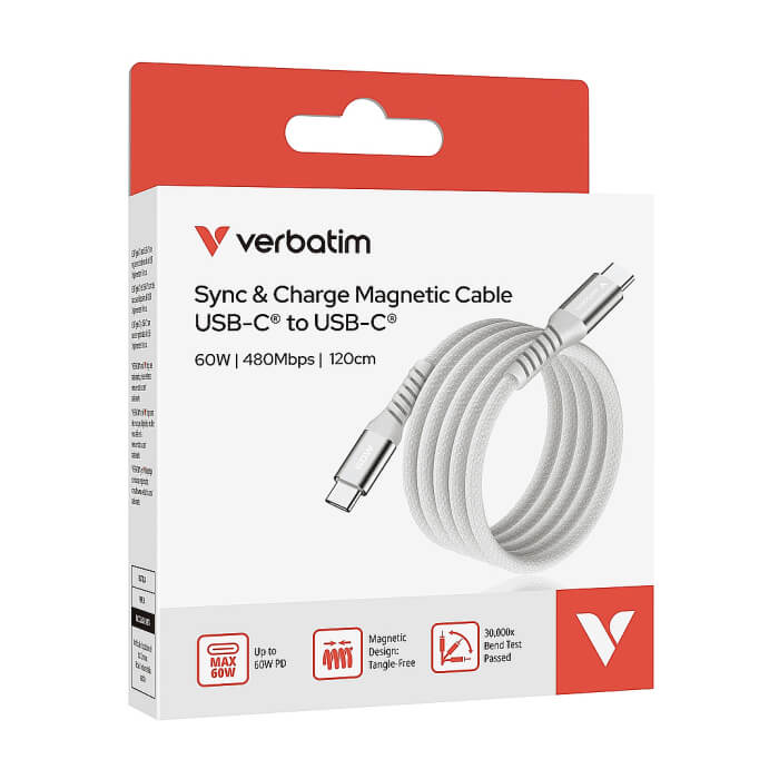 Verbatim Sync & Charge USB-C to USB-C 60W Magnetic 120 cm - Grey ID 84968 (тъмнейл - 5)