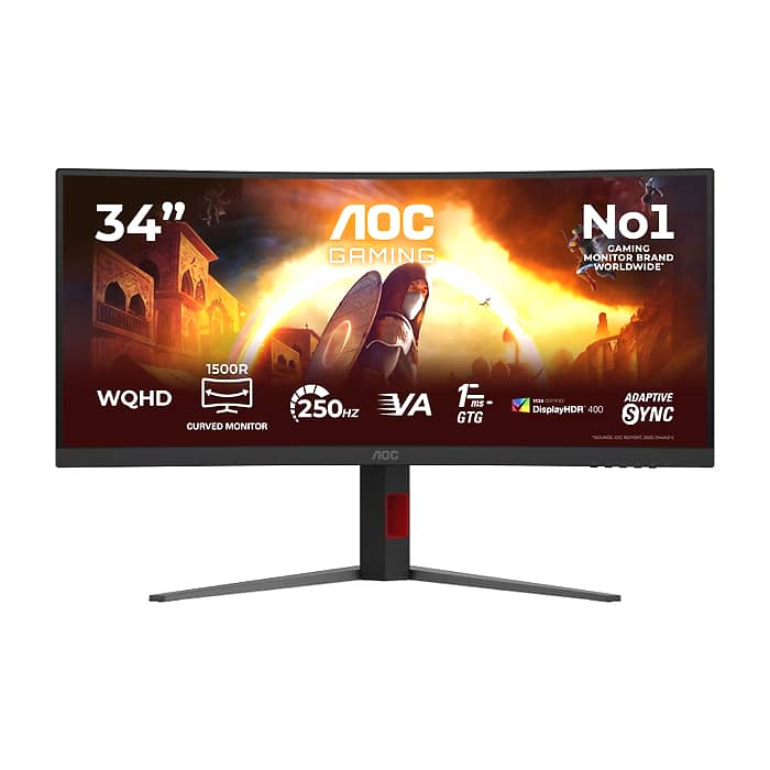 AOC CU34G4ZCA, 34" Curved 1500R, Fast VA, WLED, 3440x1440@250Hz, 1ms GtG, 0.3ms MPRT, 450cd m/2, 3000:1, Adaptive Sync, FlickerFree, Low Blue Light, Tilt, Height Adjust, Swivel, 2xHDMI, DP, USB hub на супер цена от GT Computers AOC CU34G4ZCA, 34" Curved 1500R, Fast VA, WLED, 3440x1440@250Hz, 1ms GtG, 0.3ms MPRT, 450cd m/2, 3000:1, Adaptive Sync, FlickerFree, Low Blue Light, Tilt, Height Adjust, Swivel, 2xHDMI, DP, USB hub на супер цена
