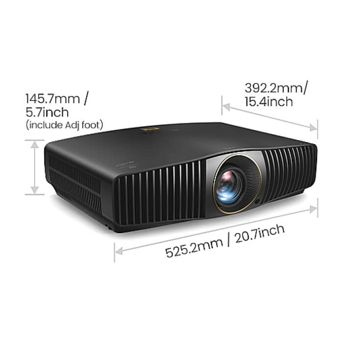 BenQ W5850 Laser Home Cinema Projector, 4K UHD (3840x2160), 2600 ANSI lumens, 1.6x, 1.00~1.6 Throw Ratio, 3D, Vertical Keystone, Motorized Glass Lens, CinematicColor, HDMIx2 (eARC ID 95681 (тъмнейл - 3)