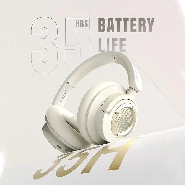 HiFuture FutureTour X Champagne Gold, Hybrid Active Noise Canceling, 35-Hour Playtime, Memory Protein Foam Cover, AI Enhanced Crystal-Clear Call, Wireless 5.4, AUX Cable ID 94745 (тъмнейл - 4)