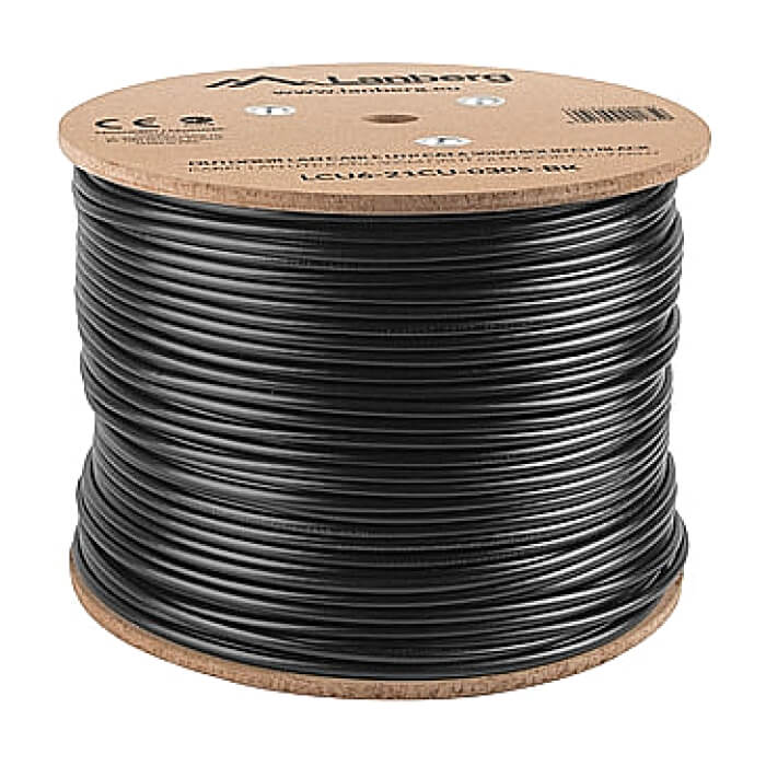 Lanberg LAN cable CAT.6 UTP 305m solid outdoor CU, Fluke passed, Black ID 96723 (тъмнейл - 2)