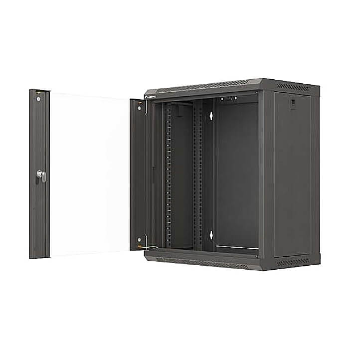 Lanberg Rack Cabinet, 19" wall-mount 12U/540x350 (flat pack) with glass door, Black ID 96717 (тъмнейл - 5)