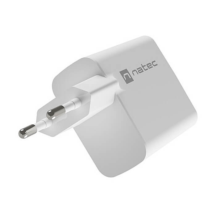 Natec USB Charger Ribera Gan 1X USB-A + 1X USB-C 45W, White (тъмнейл - 4)