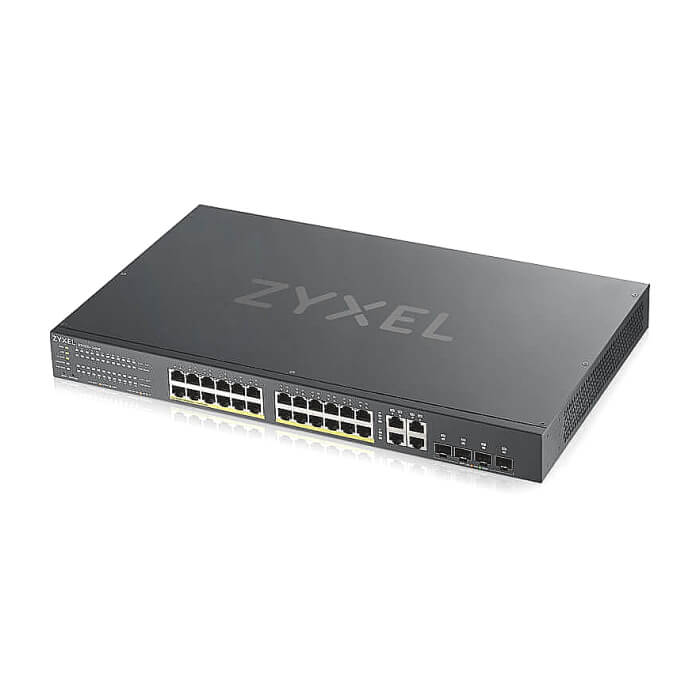 ZyXEL GS1920-24HPv2, 28 Port Smart Managed Switch 24x Gigabit Copper and 4x Gigabit dual pers., hybird mode, standalone or NebulaFlex Cloud (тъмнейл - 3)