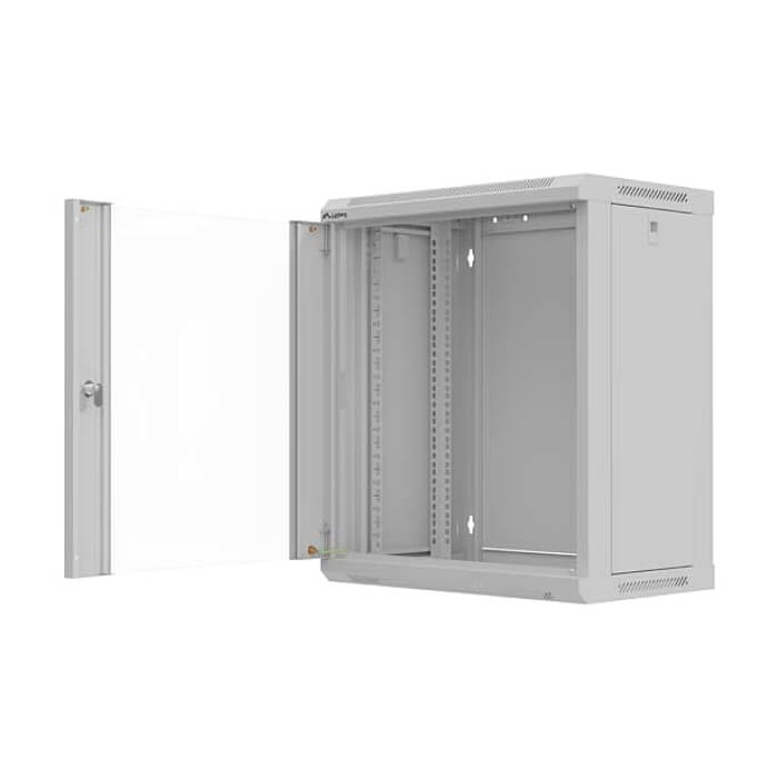 Lanberg Rack Cabinet, 19" wall-mount 12U/540x350 (flat pack) with glass door, Grey ID 96716 (тъмнейл - 4)