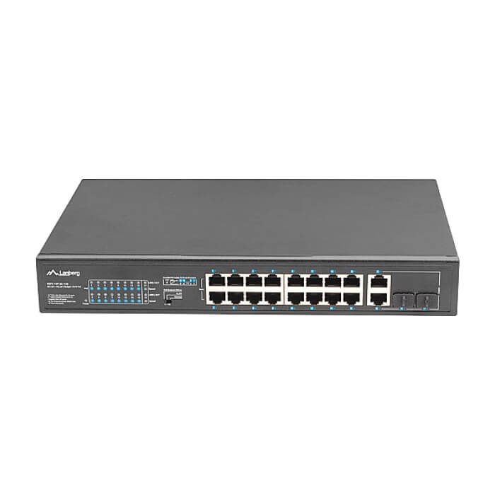 Lanberg switch 16x 100mb poe+/2x 1GB/1x sfp unmanaged rack 10" & 19" gigabit ethernet 150w (тъмнейл - 4)