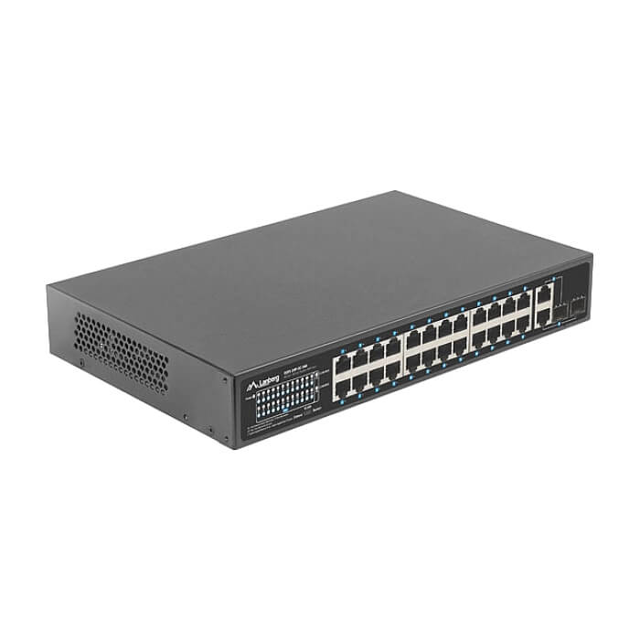 Lanberg switch 24x 100mb poe+/2x combo rack 19" gigabit ethernet 360w v2 (тъмнейл - 4)