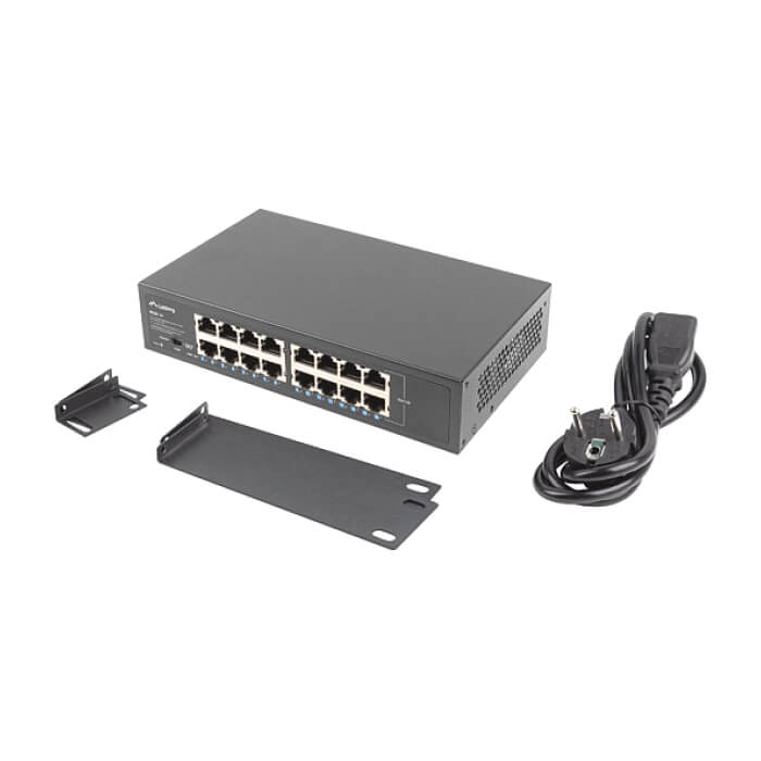 Lanberg switch rsge-16 16x 1GB gigabit ethernet unmanaged rack 10"/19" (тъмнейл - 2)