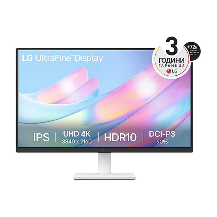 LG 27US500-W, 27" UHD 4K, IPS Panel Anti-Glare, 5ms, 1000:1, 300cd/m, 3840x2160, DCI-P3 90% t, HDR 10, HDMI, DisplayPort, Dynamic Action Sync, LG Switch, Headphone out, Tilt, Black/White ID 84817 на супер цена