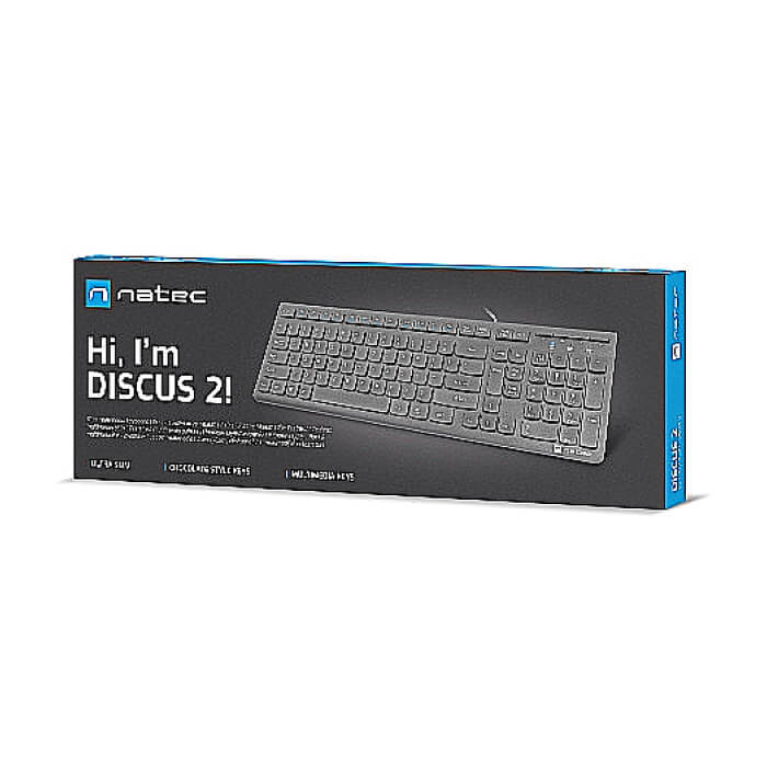 Natec Keyboard Discus 2 SLIM US Layout Black (тъмнейл - 2)