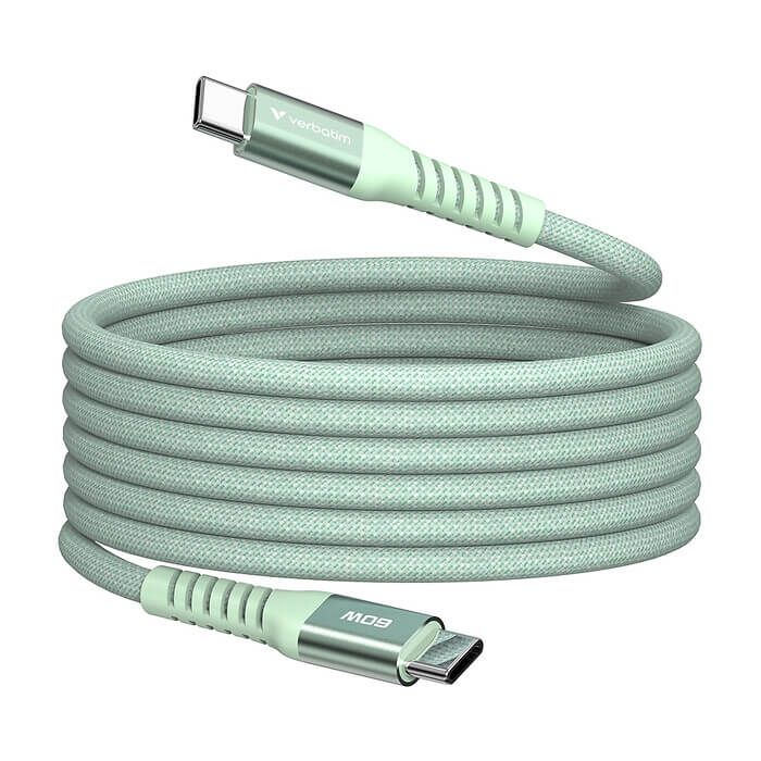Verbatim Sync & Charge USB-C to USB-C 100W Magnetic 120 cm - Green ID 84962 на супер цена от GT Computers Verbatim Sync & Charge USB-C to USB-C 100W Magnetic 120 cm - Green ID 84962 на супер цена