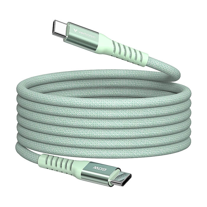 Verbatim Sync & Charge USB-C to USB-C 60W Magnetic 120 cm - Green ID 84964 на супер цена от GT Computers Verbatim Sync & Charge USB-C to USB-C 60W Magnetic 120 cm - Green ID 84964 на супер цена