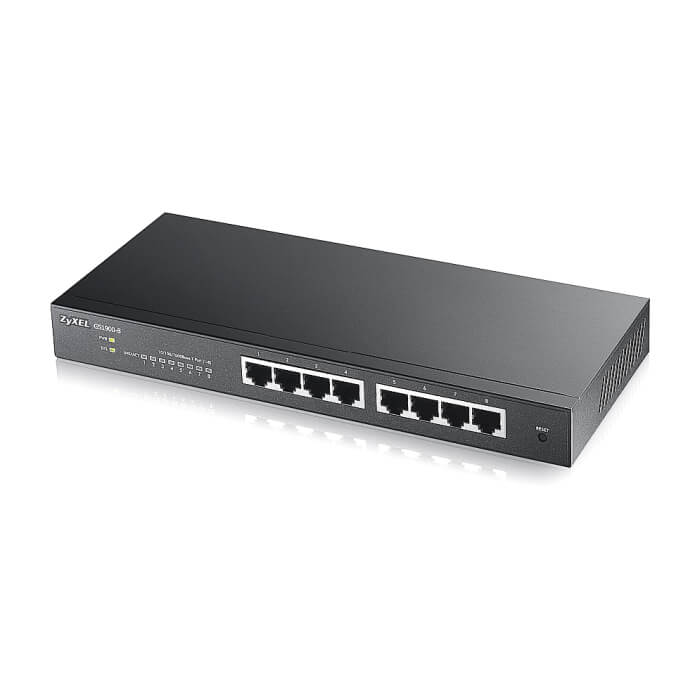 ZyXEL GS1900-8 v2, 8 port GbE L2 smart switch, desktop, fanless (тъмнейл - 2)