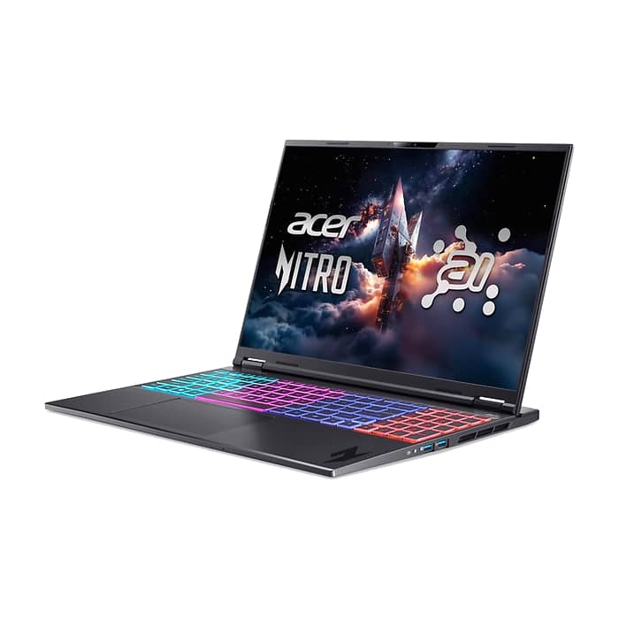 Acer Nitro 16S AI, AN16S-61-R28Q , AMD Ryzen AI 9 365 (up to 5.0Ghz, 24MB), 16" WQXGA (2560x1600)IPS 180Hz, 1*16GB DDR5 (1 slot free), 1024GB PCIe NVMe SSD, GeForce RTX 5070 8GB GDDR7, WiFi 6E, BT 5.3, No Os, Black (тъмнейл - 2)
