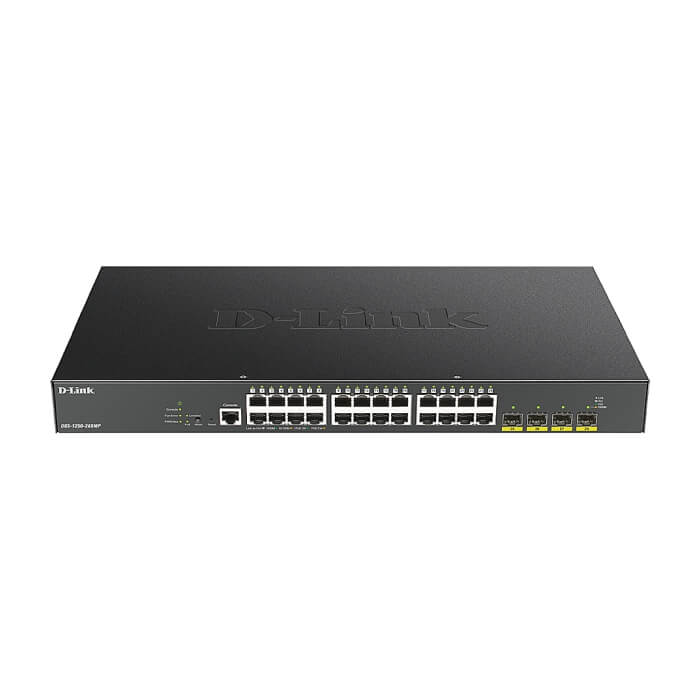 D-Link 24-port Gigabit PoE Smart Managed Switch with 4x 10G SFP+ ports, 370Watts