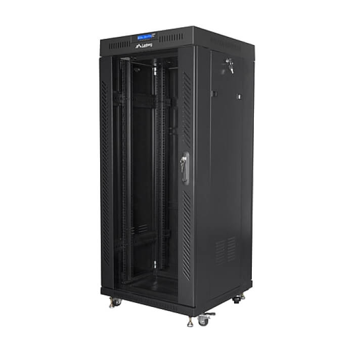 Lanberg rack cabinet 19" free-standing 27U / 600x600 self-assembly flat pack with glass door LCD, black ID 71922 (тъмнейл - 3)