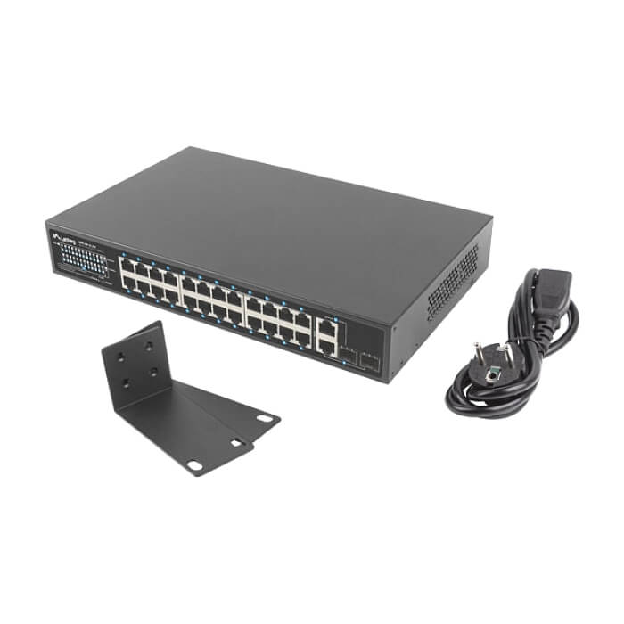 Lanberg Switch 24 x 100MB POE+/2 x Combo Rack 19" Gigabit Ethernet, 250W (тъмнейл - 2)