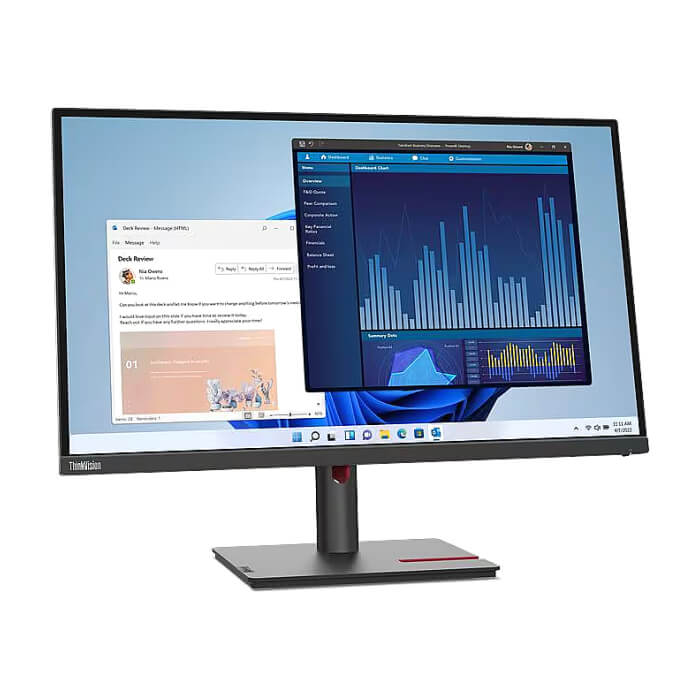 Lenovo ThinkVision T27p-30 27", IPS, WLED, AG, 4ms, 350 cd/m?, 1300:1, 3840x2160, 60Hz, Tilt, Swivel, Pivot, Height Adjust Stand, 4x USB 3.2, 1x USB-C, HDMI, DP, RJ45 ID 94109 (тъмнейл - 2)