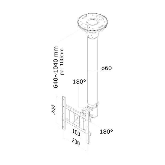 Neomounts by NewStar Flat Screen Ceiling Mount (Height: 64-105 cm) ID 66728 (тъмнейл - 3)