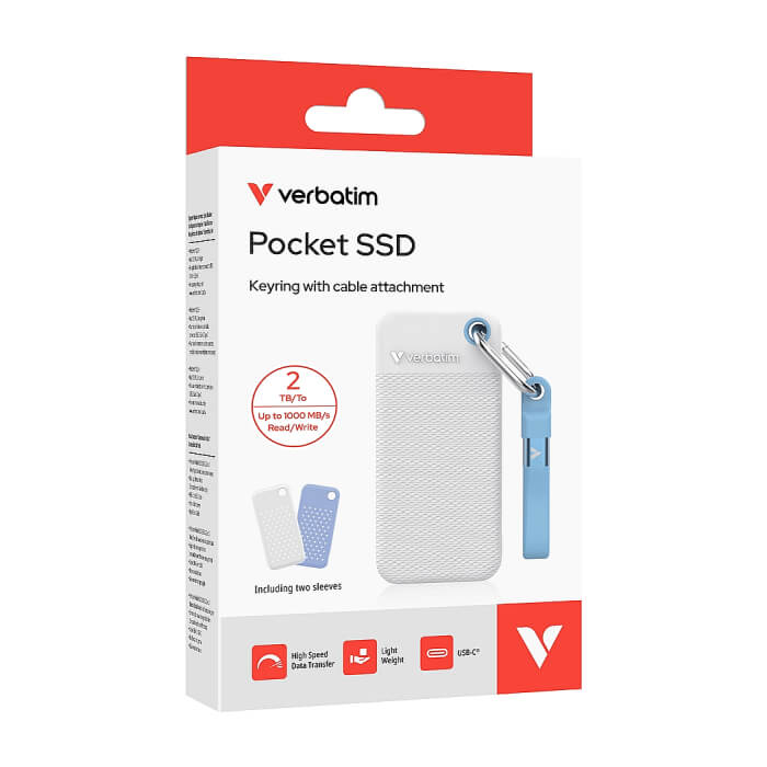 Verbatim Pocket SSD USB 3.2 Gen 2 2TB White/Light Blue incl. two rubber sleeves ID 91352 (тъмнейл - 5)