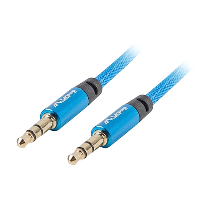 Кабел - Lanberg mini jack 3.5mm M/M 3 pin cable 3m, blue premium ID 72591 (тъмнейл - 2)