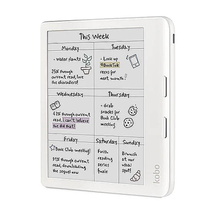 Kobo Libra Colour e-Book Reader, E Ink Kaleido touchscreen 7 inch, 1680 x 1264, 32 GB, 2 GHz, Greutate 0.215 kg, Wireless Da, Comfort Light PRO, IPX8 - up to 60 mins in 2 metres of water, 15 file formats supported natively, White ID 77881 (тъмнейл - 2)