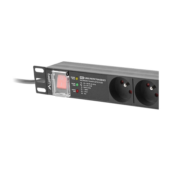 Lanberg power distribution unit (PDU) PRO 19" 1U 16A 2M 7X FRENCH OUTLETS SPD-3MP Black (тъмнейл - 3)
