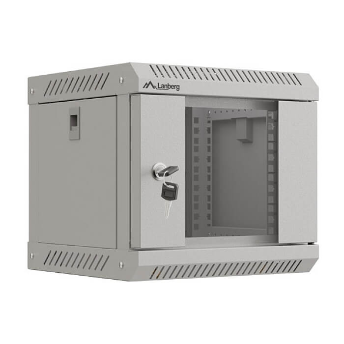 Lanberg rack cabinet 10" wall-mount 4U/300x300 (flat pack) with glass door grey ID 87210 на супер цена