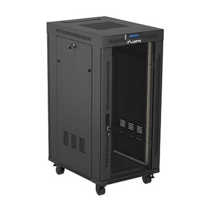 Lanberg Rack Cabinet 19" Free-Standing 24U/600X800 (FlAT Pack) With Glass Door LCD Black V2 ID 98067 (тъмнейл - 2)