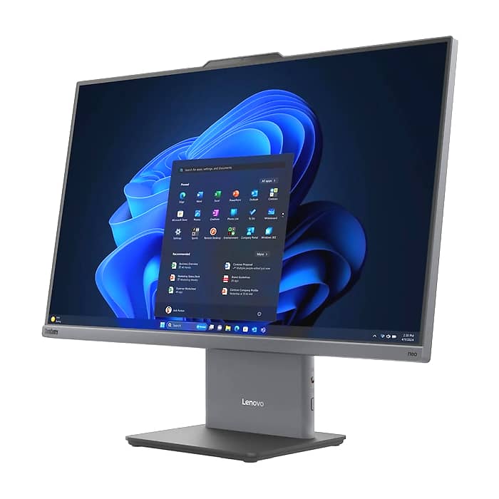 Lenovo ThinkCentre neo 50a 24 G6 AIO Intel Core Ultra 7 256V, 8C (up to 4.8GHz, 12MB), 16GB LPDDR5X-8533, 512GB SSD, 23.8" FHD (1920x1080) IPS AG, Integrated Intel Arc Graphics, 5MP, WLAN, BT, KB, Mouse, Luna Grey, Monitor Stand, DOS, 3Y Onsite (тъмнейл - 2)