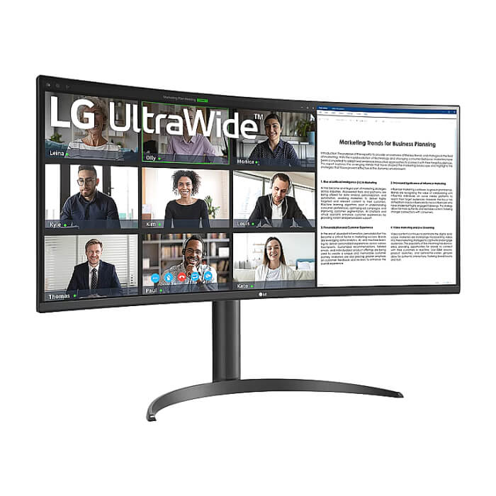 LG 34WR55QK-B 34" UltraWide AG , Curved 21:9 VA Panel, 5ms, 3000:1, 300 cd/m2, WQHD 3440x1440, HDR10, sRGB 99% , USB type-C 65W , 100Hz, HDMI, DisplayPort, PBP, Height Adjustable, Tilt, Reader Mode, Headphone Out, Black ID 82351 (тъмнейл - 3)