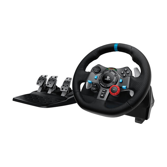 Logitech G29 Driving Force Racing Wheel, PlayStation 4, PlayStation 3, PC, 900° Rotation, Dual Motor Force Feedback, Adjustable Pedals, Leather ID 74320 (тъмнейл - 3)