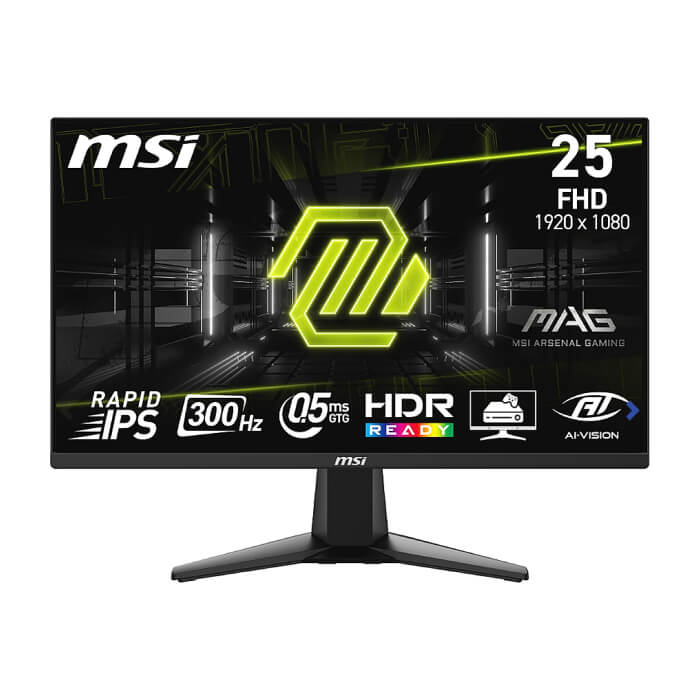 MSI MAG 255XF, 24.5", 0.5ms, 300Hz, Rapid IPS, 1920x1080 (FHD), 16:9, AMD FreeSync Premium, 90% DCI-P3, AG, HDR Ready, 250 nits, 1000:1, DCR 100M:1, DP(1.4a), 2xHDMI 2.0b, Til ID 93726 на супер цена от GT Computers MSI MAG 255XF, 24.5", 0.5ms, 300Hz, Rapid IPS, 1920x1080 (FHD), 16:9, AMD FreeSync Premium, 90% DCI-P3, AG, HDR Ready, 250 nits, 1000:1, DCR 100M:1, DP(1.4a), 2xHDMI 2.0b, Til ID 93726 на супер цена