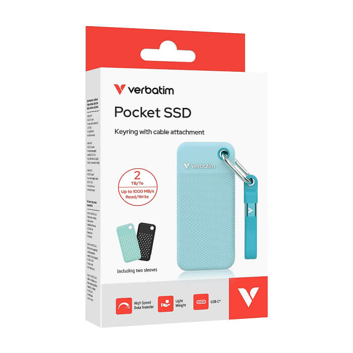 Verbatim Pocket SSD USB 3.2 Gen 2 2TB Polar Blue incl. two rubber sleeves ID 91349 (тъмнейл - 5)