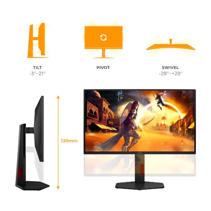 AOC 25G4ZR, 24.5" Fast IPS WLED, 1920x1080@260Hz (OC, Native 240Hz), 1ms GtG, 0.5ms MPRT, 300cd m/2, 1000:1, 80M:1 DCR, Adaptive Sync, FlickerFree, Anti Blue Light, Tilt, Heig ID 99515 (тъмнейл - 4)
