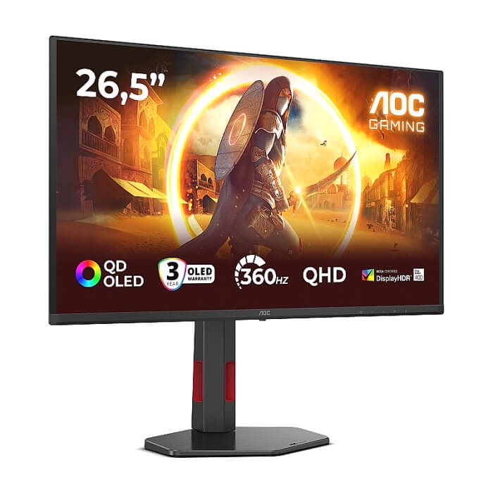 AOC Q27G4SDR, 26.5" QD-OLED, 2560x1440@360Hz, 0.03ms GtG, 1000cd m/2, 1.5M:1, Adaptive Sync, FlickerFree, Low Blue Light, Tilt, Height Adjust, Pivot, Swivel, 2xHDMI, DP, USB h ID 95668 (тъмнейл - 2)