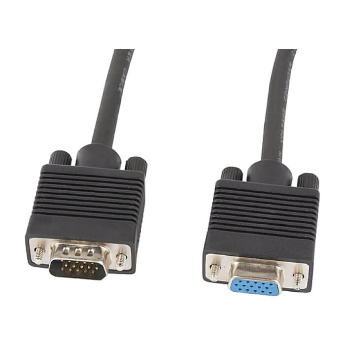 Кабел - Lanberg VGA M/F extension cable 1.8m shielded, ferrite, black ID 72514 (тъмнейл - 2)