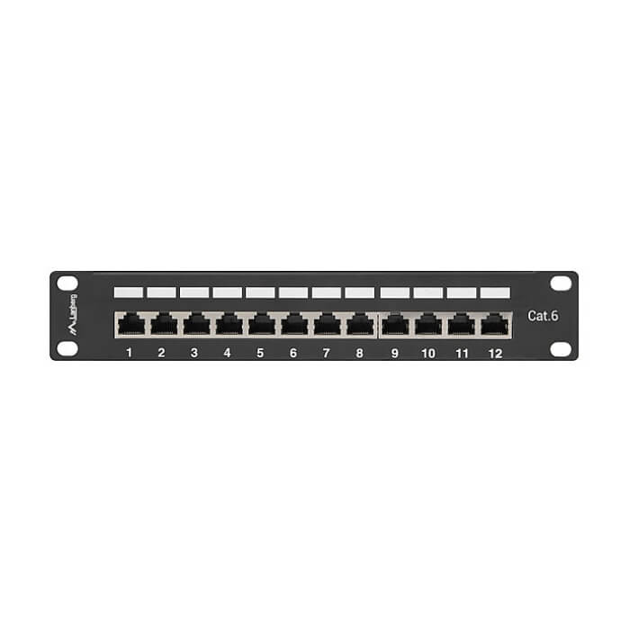 Lanberg patch panel 12port 1U 10" CAT.6 shielded, black ID 62866