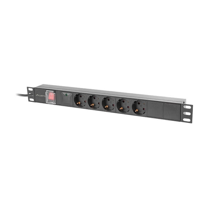 Lanberg power distribution unit (pdu) 19" 1U 16a 2m 5x schuko outlets black (тъмнейл - 2)