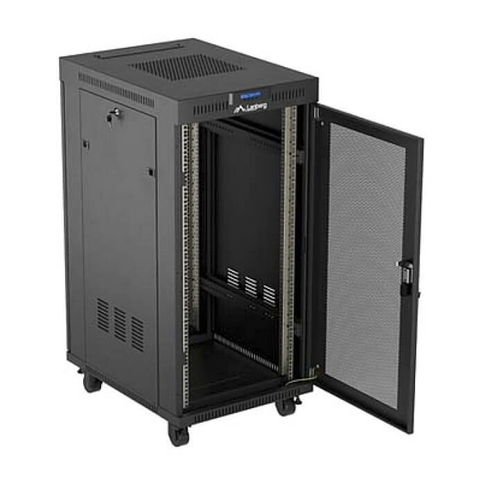 Lanberg Rack Cabinet 19" Free-Standing 24U/600X800 (FlAT Pack) With Mesh Door LCD Black V2 ID 98068 (тъмнейл - 3)