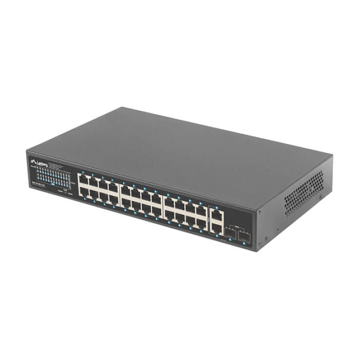 Lanberg switch 24x 1GB poe+/2x GB 2x sfp rack 19" gigabit ethernet 360w (тъмнейл - 4)